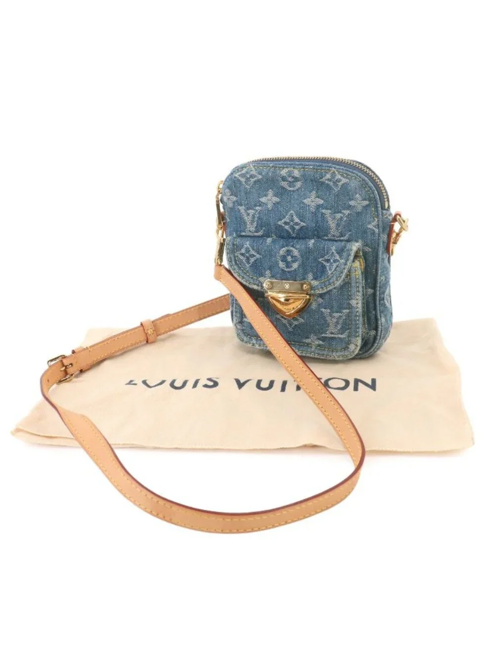 Louis Vuitton LV Remix Pochette Fairfax Shoulder Bag Monogram Denim Blue